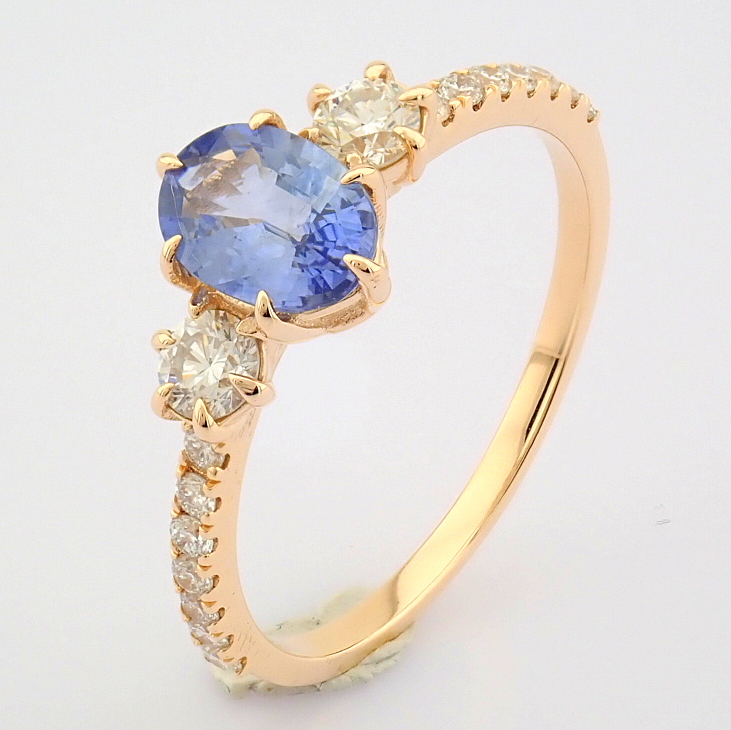 HRD Antwerp Certificated 14K Rose/Pink Gold Diamond & Sapphire Ring (Total 1.14 Ct. Stone) - Image 9 of 9