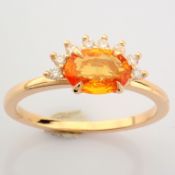 HRD Antwerp Certificated 14K Rose/Pink Gold Diamond & Orange Sapphire Ring (Total 0.95 Ct. Stone...