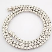 HRD Antwerp Certificated 18K White Gold Diamond Necklace (Total 11.1 Ct. Stone)