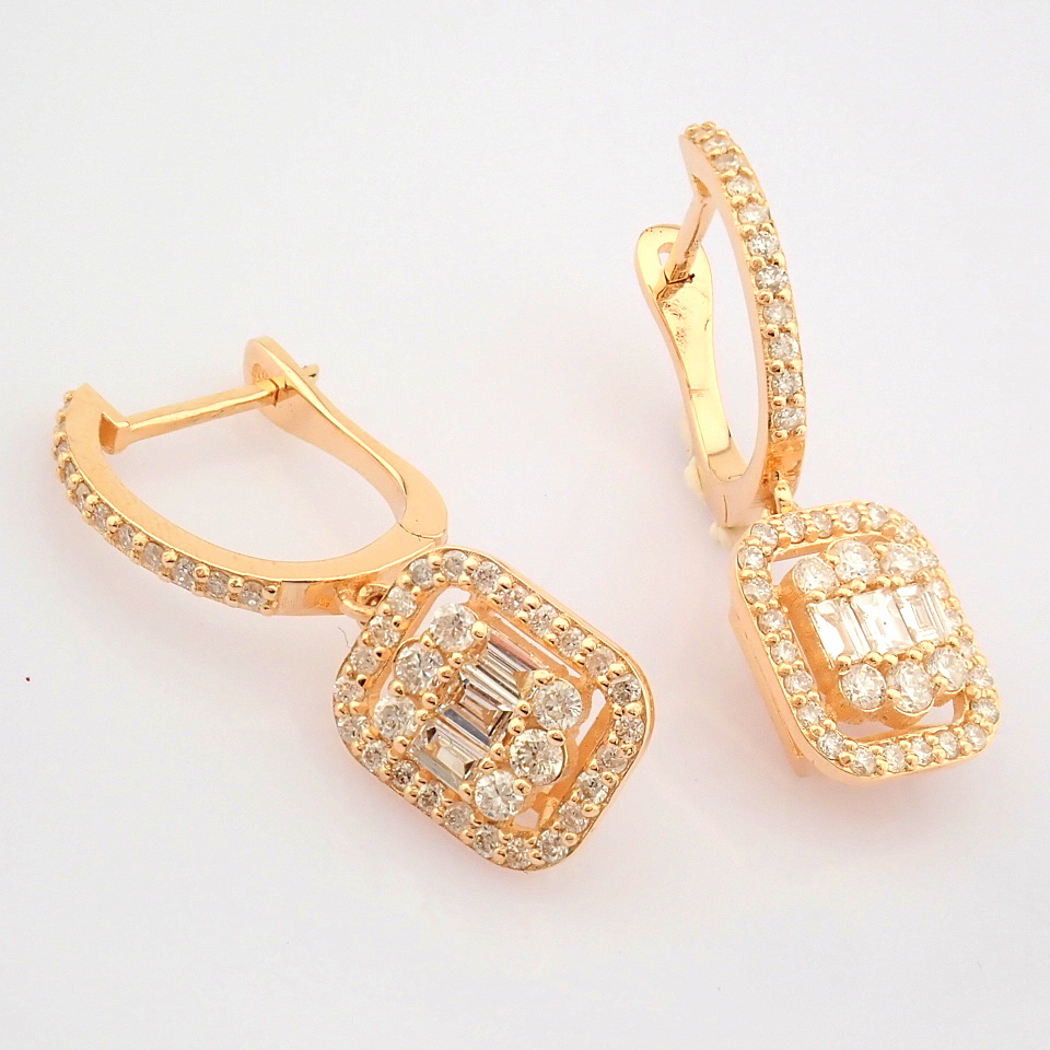 HRD Antwerp Certificated 14K Rose/Pink Gold Diamond Earring (Total 0.82 Ct. Stone) - Image 5 of 9