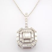 HRD Antwerp Certificated 14K White Gold Diamond Necklace (Total 0.49 Ct. Stone)