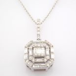 HRD Antwerp Certificated 14K White Gold Diamond Necklace (Total 0.49 Ct. Stone)