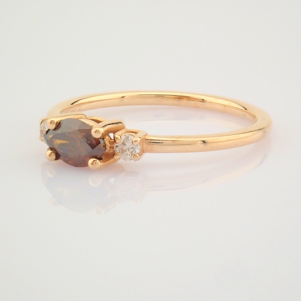 HRD Antwerp Certificated 14K Rose/Pink Gold Brown Diamond & Diamond Ring (Total 0.45 Ct. Stone) - Image 6 of 8