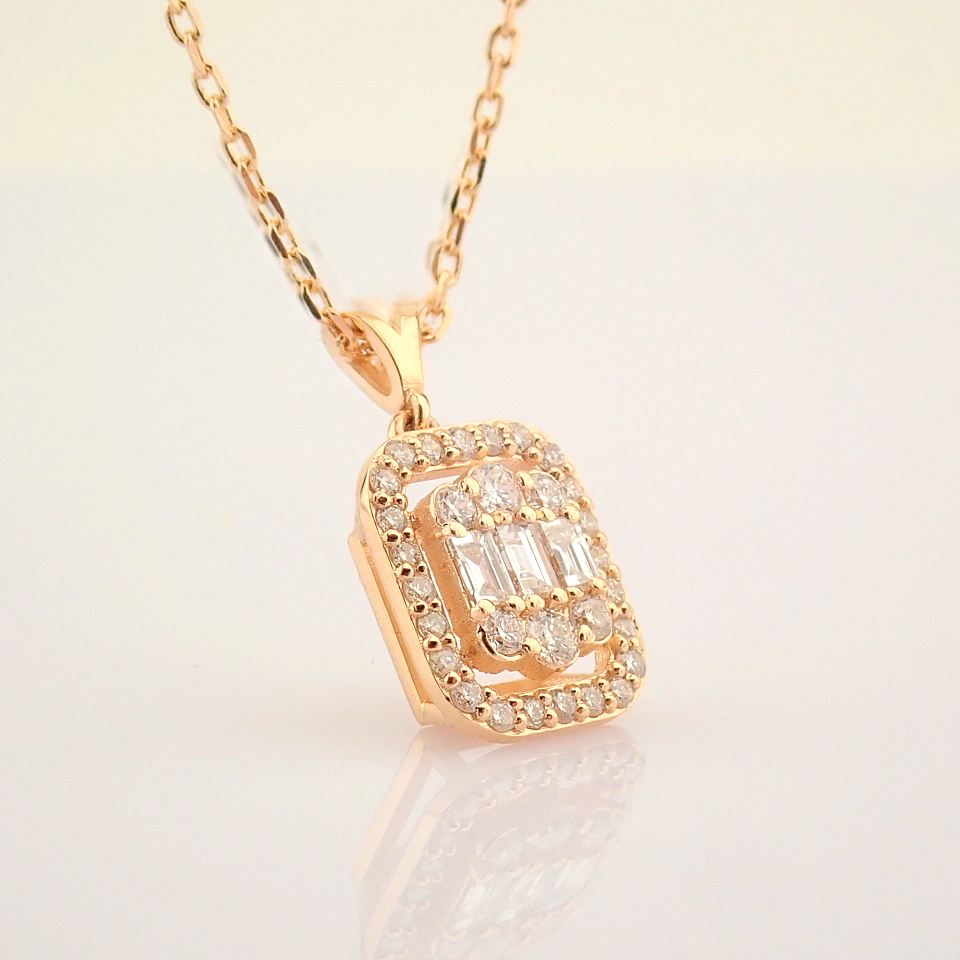 HRD Antwerp Certificated 14K Rose/Pink Gold Diamond Necklace (Total 0.37 Ct. Stone) - Image 8 of 12