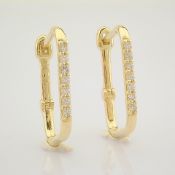 HRD Antwerp Certificated 14K Yellow Gold Diamond Earring (Total 0.16 Ct. Stone)