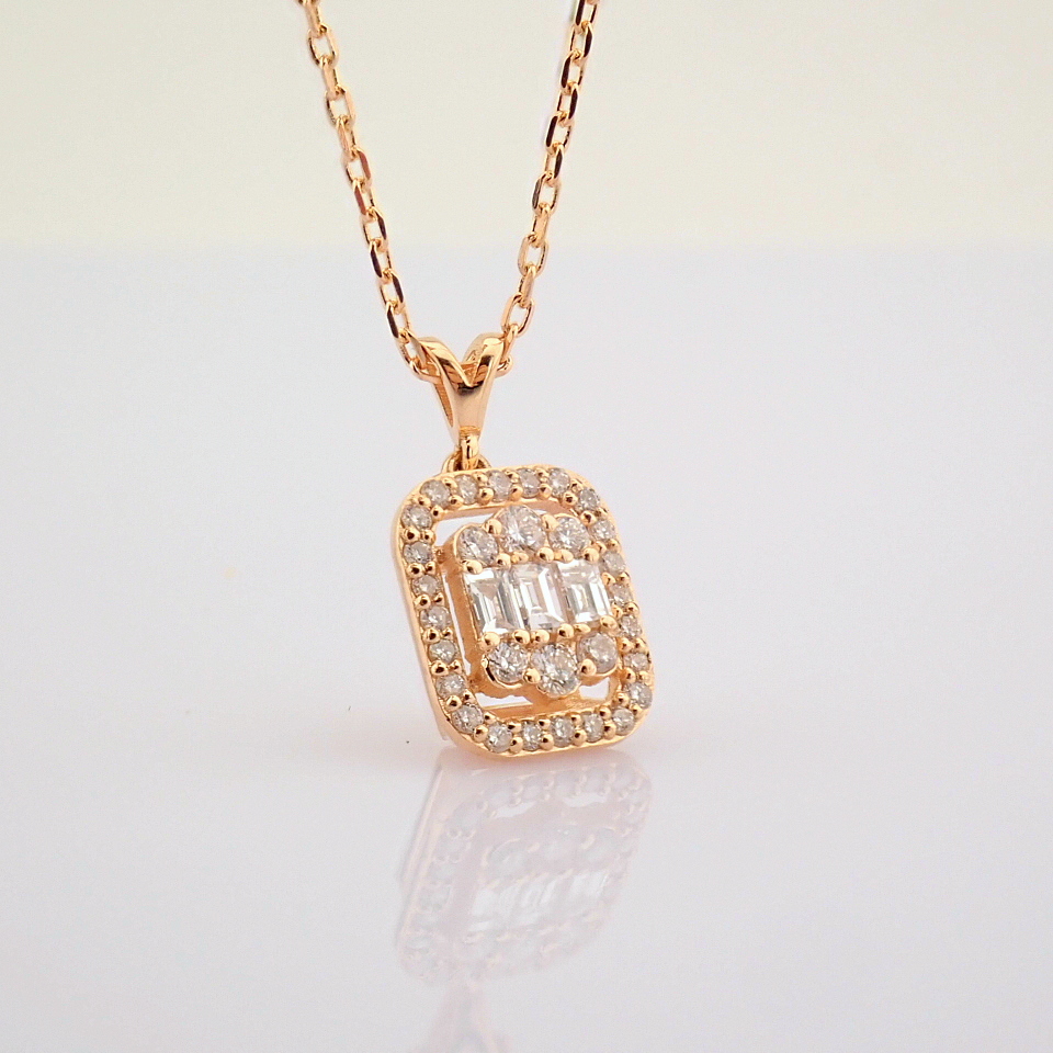 HRD Antwerp Certificated 14K Rose/Pink Gold Diamond Necklace (Total 0.37 Ct. Stone) - Image 9 of 12
