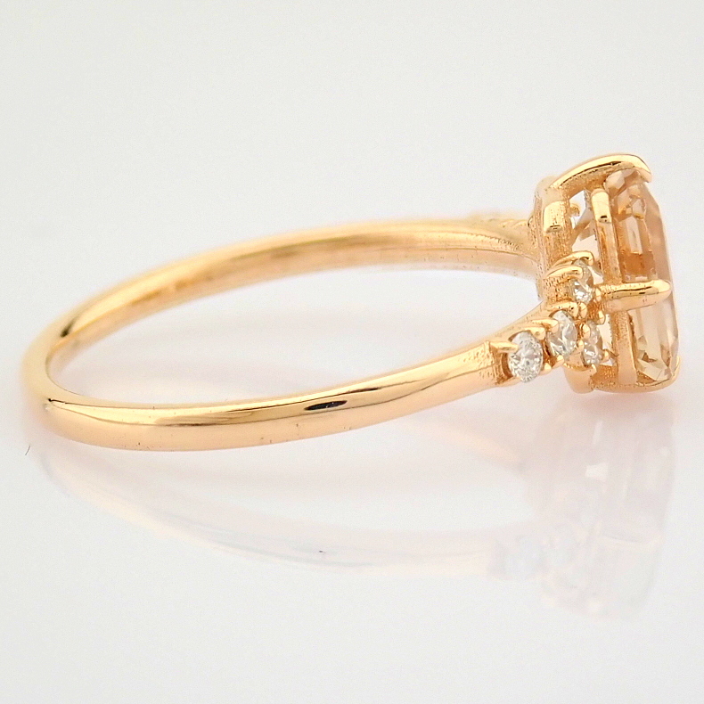 HRD Antwerp Certificated 14K Rose/Pink Gold Diamond & Morganite Ring (Total 0.99 Ct. Stone) - Image 6 of 9
