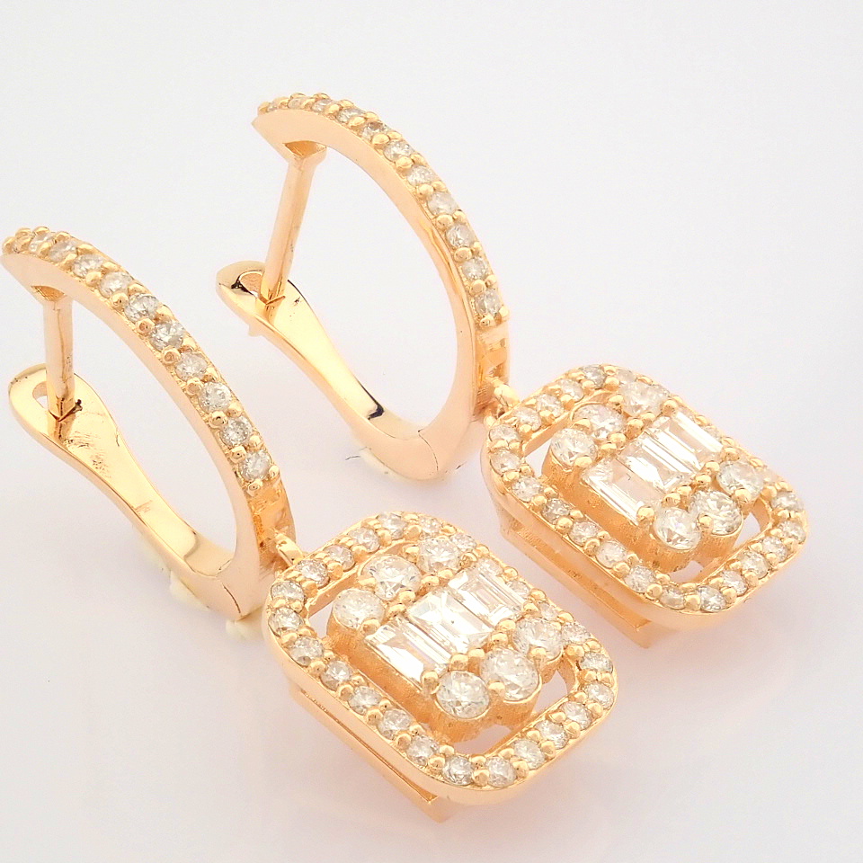 HRD Antwerp Certificated 14K Rose/Pink Gold Diamond Earring (Total 0.82 Ct. Stone) - Image 3 of 9