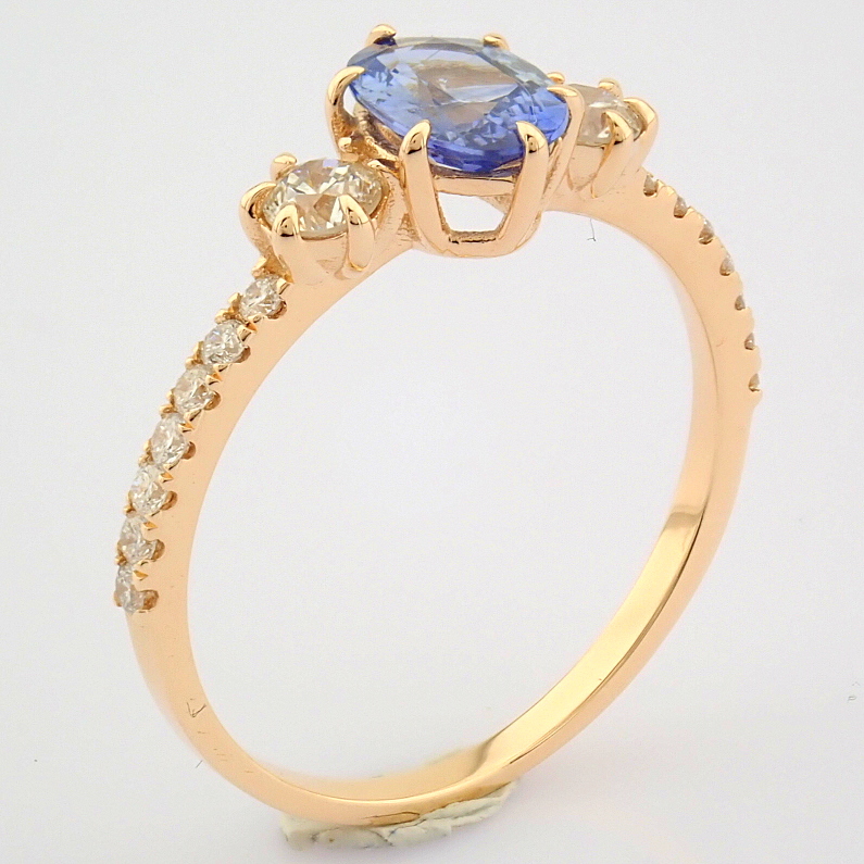 HRD Antwerp Certificated 14K Rose/Pink Gold Diamond & Sapphire Ring (Total 1.14 Ct. Stone) - Image 3 of 9