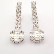 HRD Antwerp Certificated 14k White Gold Diamond Earring (Total 1.2 Ct. Stone)