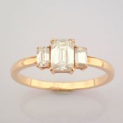 HRD Antwerp Certificated 14K Rose/Pink Gold Emerald Cut Diamond Ring (Total 0.77 Ct. Stone)