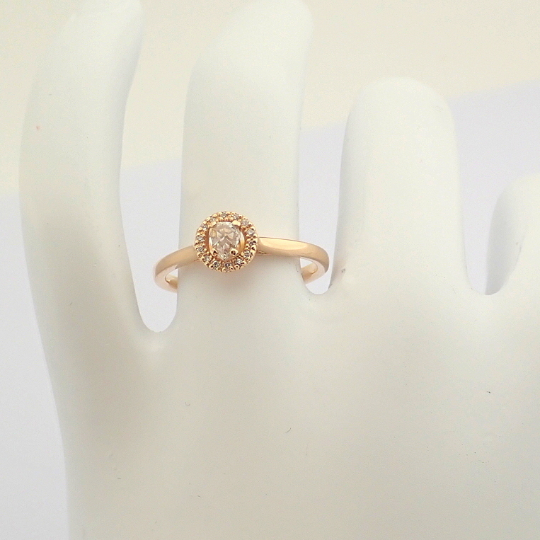 HRD Antwerp Certificated 14K Rose/Pink Gold Rose Cut Diamond & Diamond Ring (Total 0.17 Ct. Ston... - Image 8 of 8