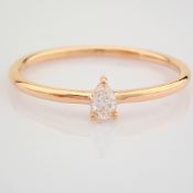 HRD Antwerp Certificated 14K Rose/Pink Gold Diamond Ring (Total 0.11 Ct. Stone)