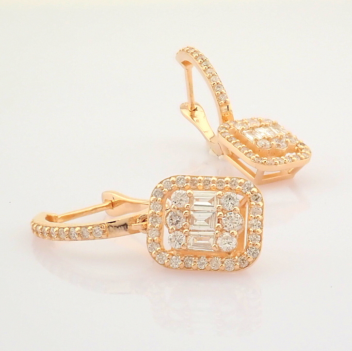 HRD Antwerp Certificated 14K Rose/Pink Gold Diamond Earring (Total 0.82 Ct. Stone) - Image 6 of 9