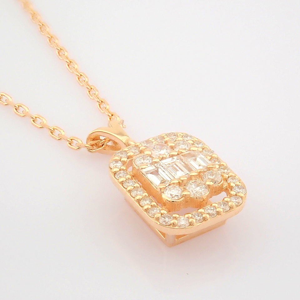 HRD Antwerp Certificated 14K Rose/Pink Gold Diamond Necklace (Total 0.37 Ct. Stone) - Image 4 of 12