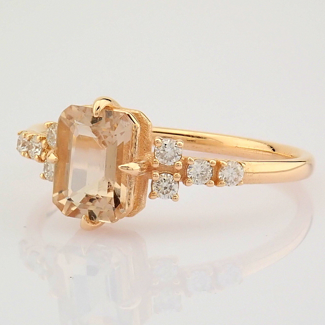 HRD Antwerp Certificated 14K Rose/Pink Gold Diamond & Morganite Ring (Total 0.99 Ct. Stone) - Image 7 of 9