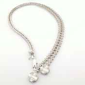 HRD Antwerp Certificated 14K White Gold Diamond Necklace (Total 3.52 Ct. Stone)