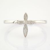 HRD Antwerp Certificated 14K White Gold Diamond Ring (Total 0.05 Ct. Stone)