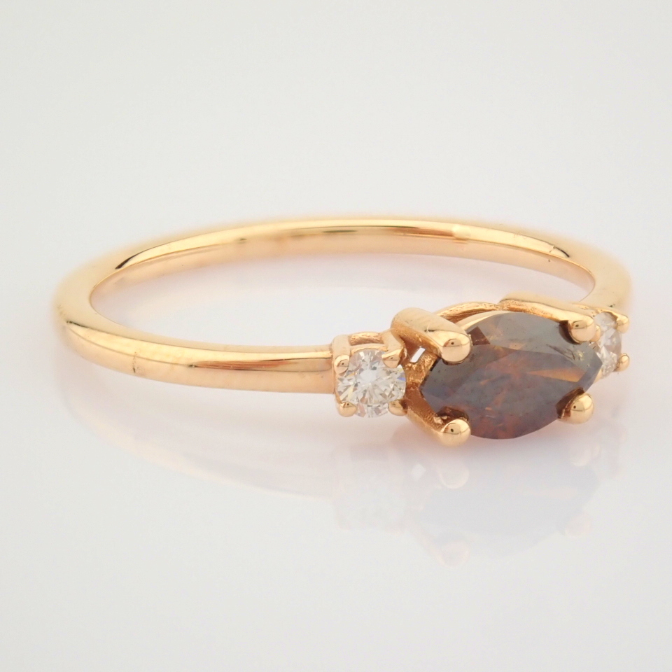 HRD Antwerp Certificated 14K Rose/Pink Gold Brown Diamond & Diamond Ring (Total 0.45 Ct. Stone) - Image 5 of 8