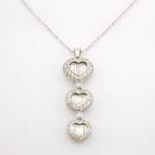 HRD Antwerp Certificated 14K White Gold Diamond Necklace (Total 1.36 Ct. Stone)