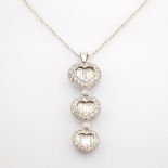 HRD Antwerp Certificated 14K White Gold Diamond Necklace (Total 1.36 Ct. Stone)