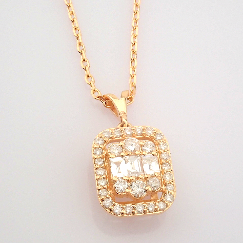 HRD Antwerp Certificated 14K Rose/Pink Gold Diamond Necklace (Total 0.37 Ct. Stone)