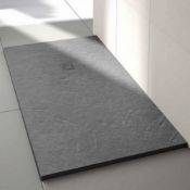 New (S24) 1200x800 mm Rectangular Slate Effect Shower Tray In Grey. Manufactured In The Uk From...
