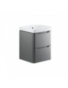 New (U99) Lambra Matt Grey 500mm 2 Drawer Wall Hung Cloakroom Vanity Unit. RRP £303.99. Modern...