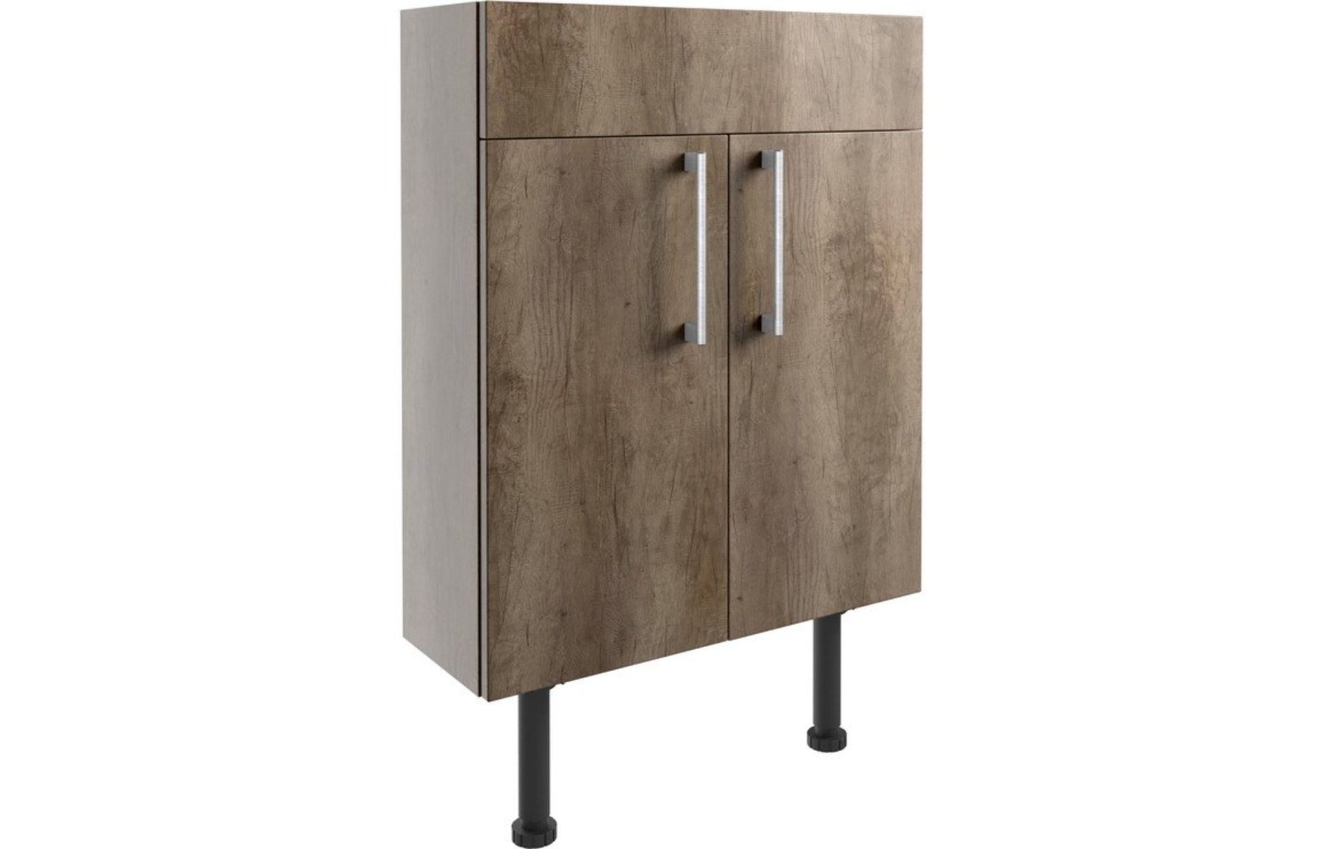 New (Q95) Alba 600 mm Slim Vanity Unit - Grey Nebraska Oak. Durable 18 mm Cabinet, Sides, Back An...