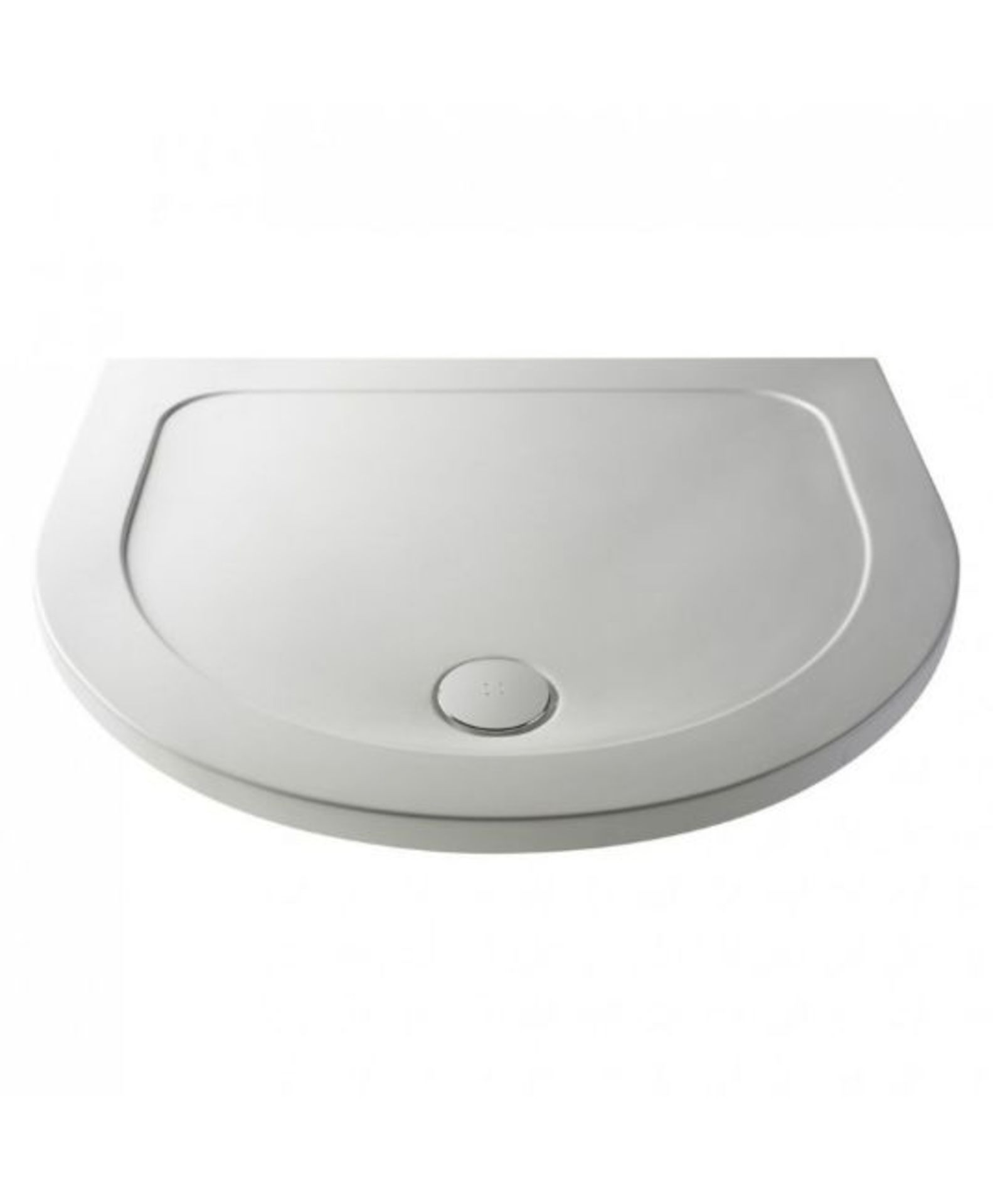New (Pc129) Twyford's 770 mm Hydro D Shape White Shower Tray. Low Profile Ultra Slim Design Gel