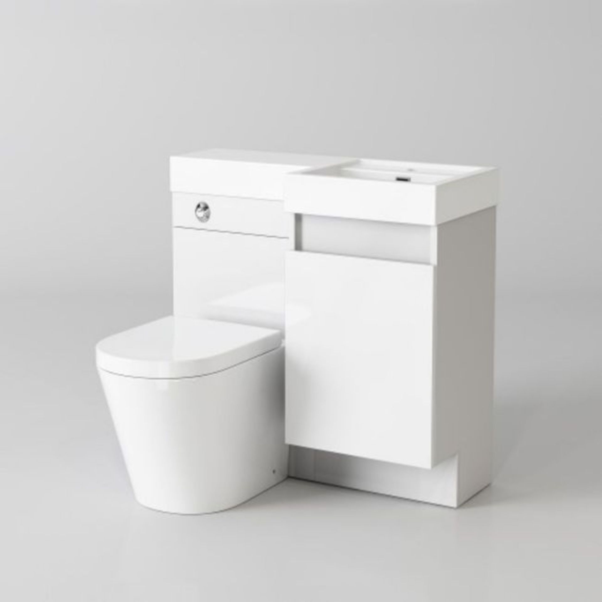 New & Boxed 906mm Olympia Gloss White Drawer Vanity Unit - Lyon Pan, Right Hand. Basin, Unit A... - Image 2 of 3