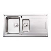 New (T42) Abode Ixis 1.5 Bowl Stainless Steel Kitchen Sink - Aw5103. 1.5 Bowl & Drainer Stainl...