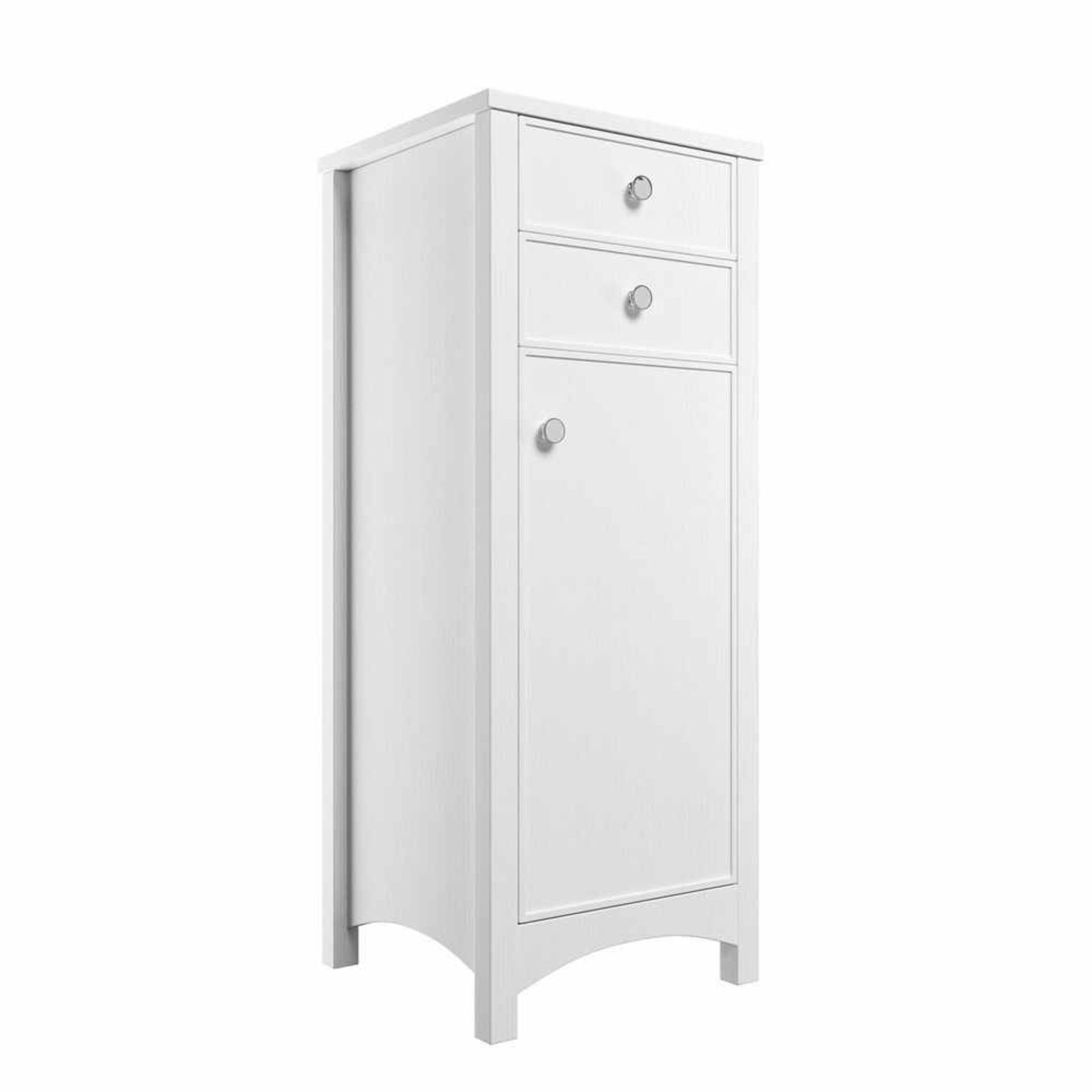 New (Z95) Lucia 1180mm x 465mm Satin White Ash Floor Standing Tall Boy Unit. RRP £431.08. A Tr... - Image 2 of 2