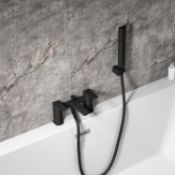 New (V51) Zana Square Matt Black Deck Mounted Bath Shower Mixer Tap. The Innovative Zana Square...