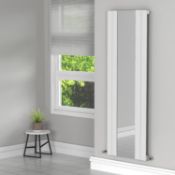 New (Aa119) White Single Panel Vertical Radiator With Mirror - 1800 x 600mm. RRP £379.99. Dime...