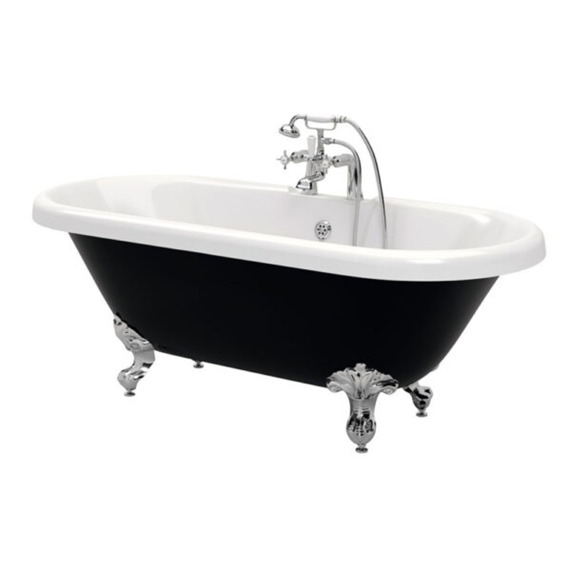 New (C3) 1690x740x620mm Richmond Black Roller Top Freestanding Bath. RRP £1,949.With Chrome B... - Image 2 of 2