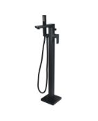 New (C5) Matte Black Square Freestanding Bath Shower Mixer Tap. Diffuser Fitted In The Spout Fo...