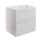 New (Aa15) Perla 600mm 2 Drawer Wall Vanity Unit Marble. RRP £445.99.Perla 600mm 2 Drawer Wal...