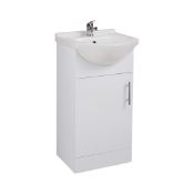 New (Aa144) Kass 450mm Unit 1 Door & Basin. RRP £339.99. Comes Complete With Basin,