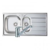 New (Aa141) Signature Prima 1.5 Bowl Kitchen Sink With Sink Tap And Waste Kit 965mm L x 500mm W...