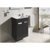 New (Aa58) 500mm Basin Unit Floor 2 Doors Anthracite Gloss. Basin Not Included..