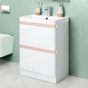 New & Boxed 600 mm Denver Floor Standing Vanity Unit - Rose Gold Edition. RRP £749.99.Comes C...