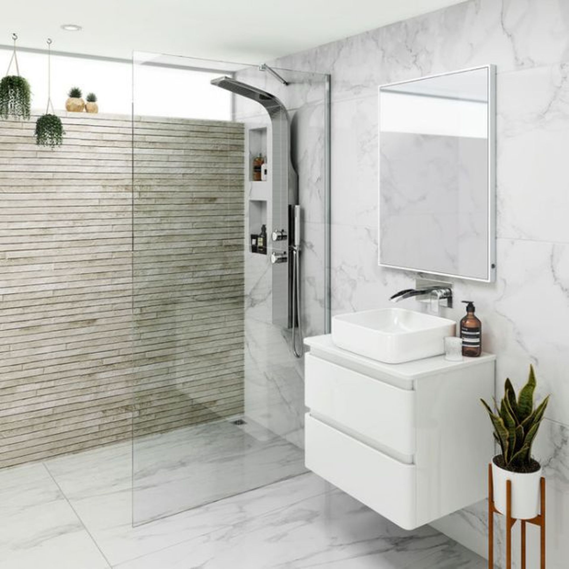 New (W75) 1000mm - 8mm - Premium Easy clean Wet room Panel. RRP £499.99. 8mm Easy clean Glass ... - Image 2 of 2