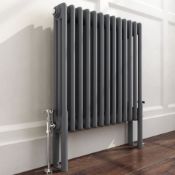 New & Boxed 600x600mm Anthracite Double Panel Horizontal Colosseum Traditional Radiator. RRP ?...
