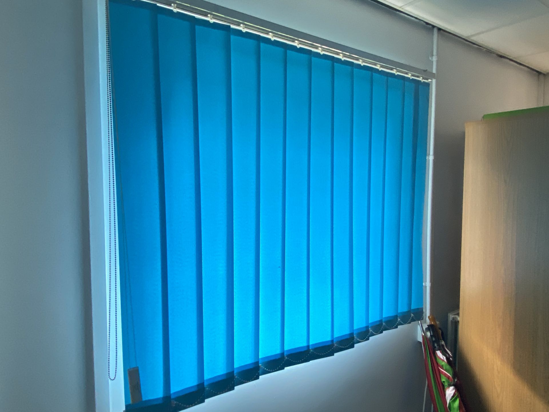 Blue Vertical Blind For Window 121Cm Wide X 120Cm High