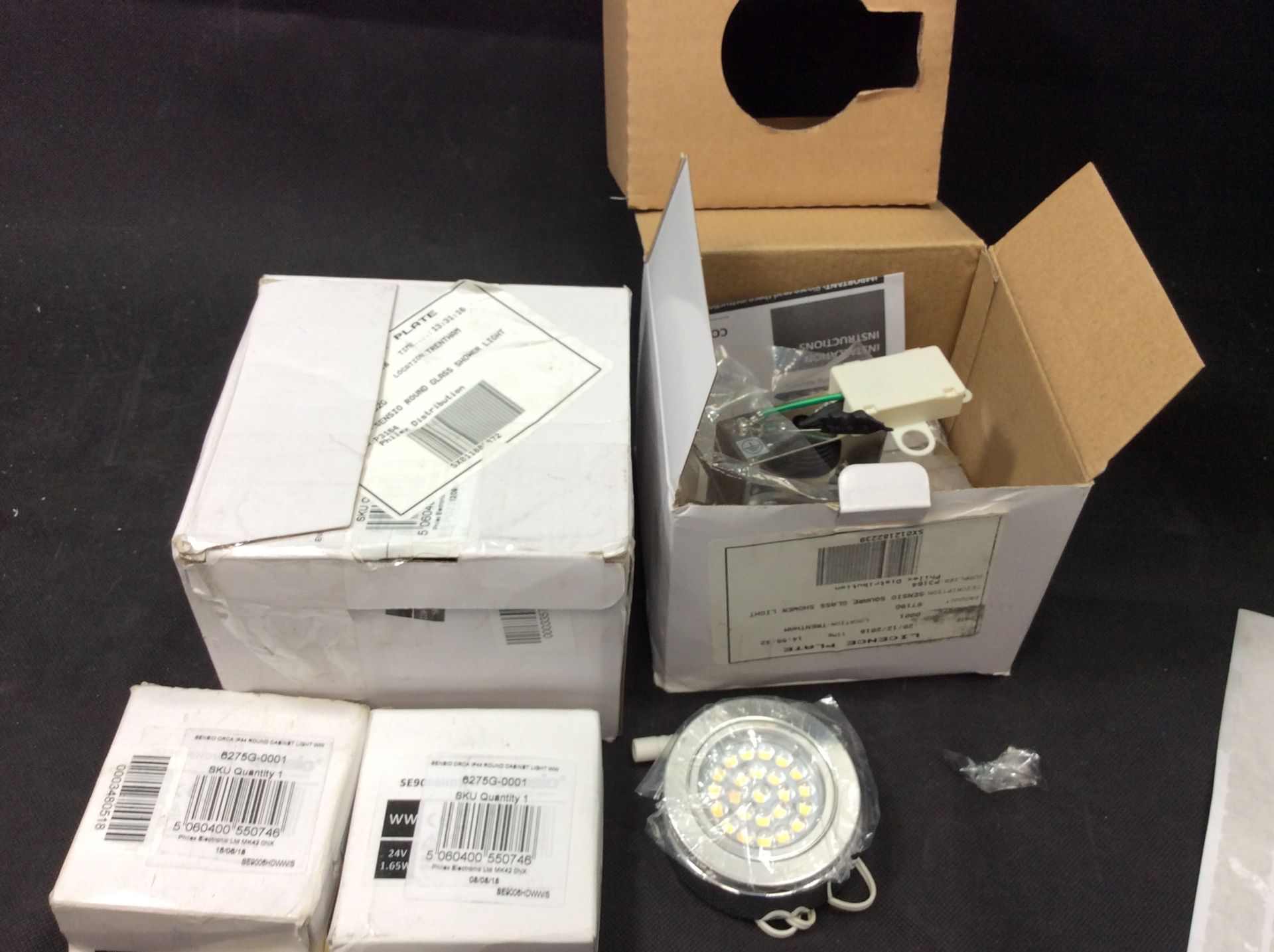 Bag of Electrical Items To Include Sensio IP44 Round Cabinet Light