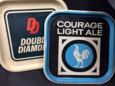 2x Courage Light Ale and Double Diamond Vintage Trays