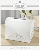 4 x White Card Holder Box with Silver Glitter Hearts | Wedding and Engagement Party