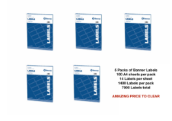 Banner Multi Purpose Labels - 14 Per Sheet x 100 - 99x38mm x 5 Packs