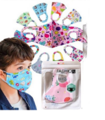 Approx. 95 Kids Reusable Stretchable Face Fashion Covering Mask With Valve Assorted Designs